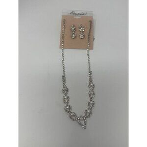 Fashion By Michaelangelo Silver Tone Rhinestone Drop Earrings And Necklace